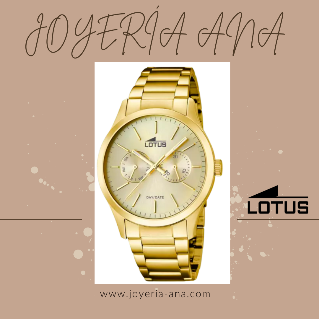 Reloj Lotus de hombre Minimalist dorado en oro amarillo con