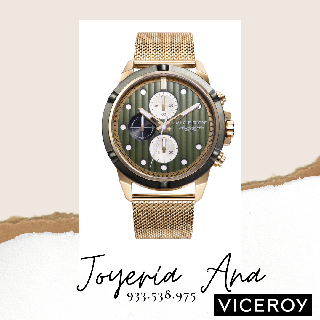 Reloj de hombre Viceroy Switch cronógrafo de acero Ip dorado con malla –  Relojeria y Joyeria Ana